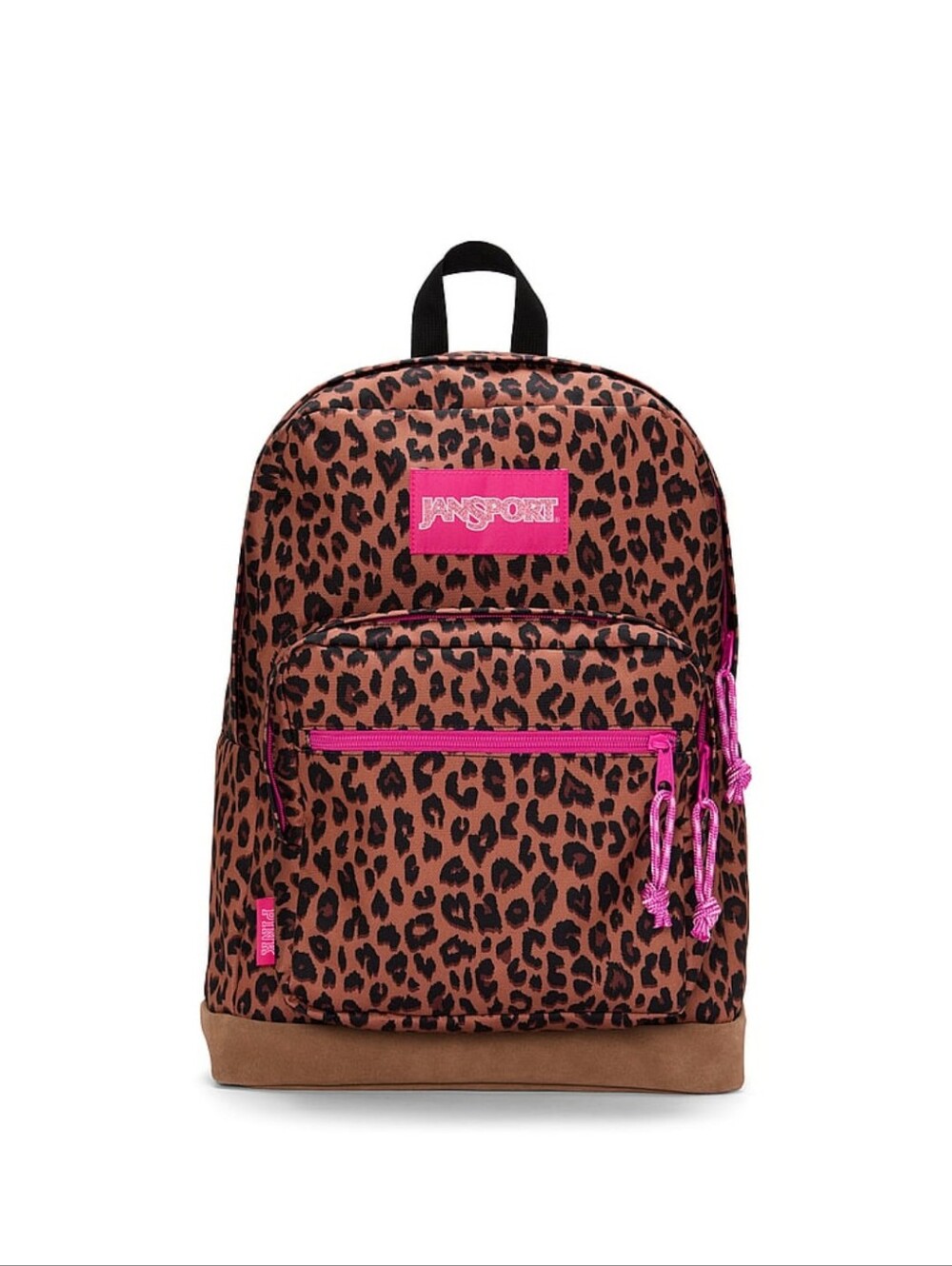 JanSport x PINK Leopard Print Backpack Brown Pink Suede Bottom NEW